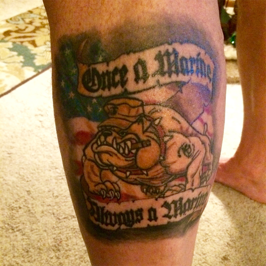 Once, Always USMC Calf Tattoo