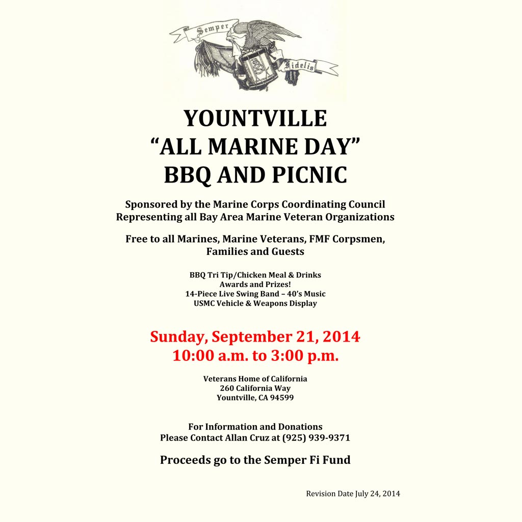Yountville “All Marine Day” BBQ and Picnic