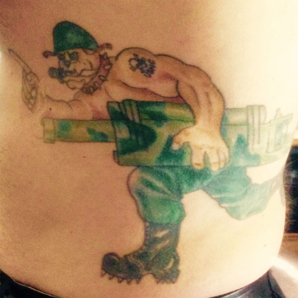 Bulldog Running with Tattoo USMC ’83