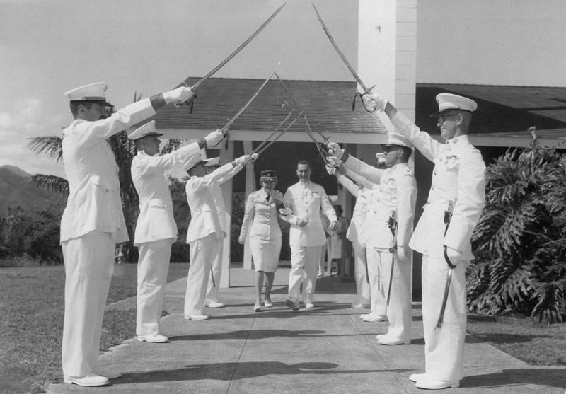 Woman Marine married in Uniform