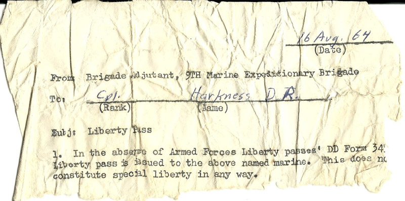 Cpl Harkness's Liberty Pass