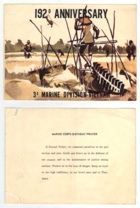 192nd 3rd Marine Div Birthday Dinner Menu