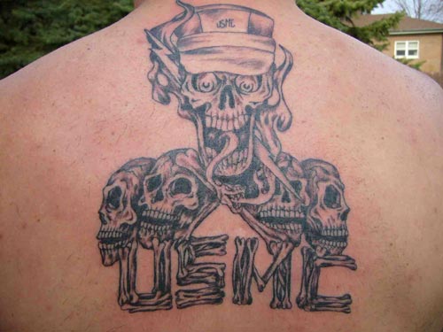 USMC Skull and Emblem Tattoos