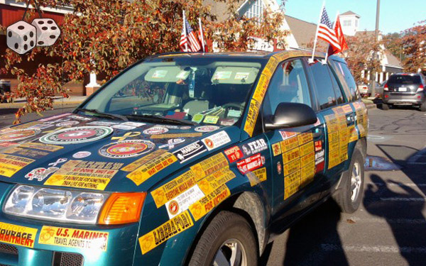 Marine Corps Bumper Sticker covered car