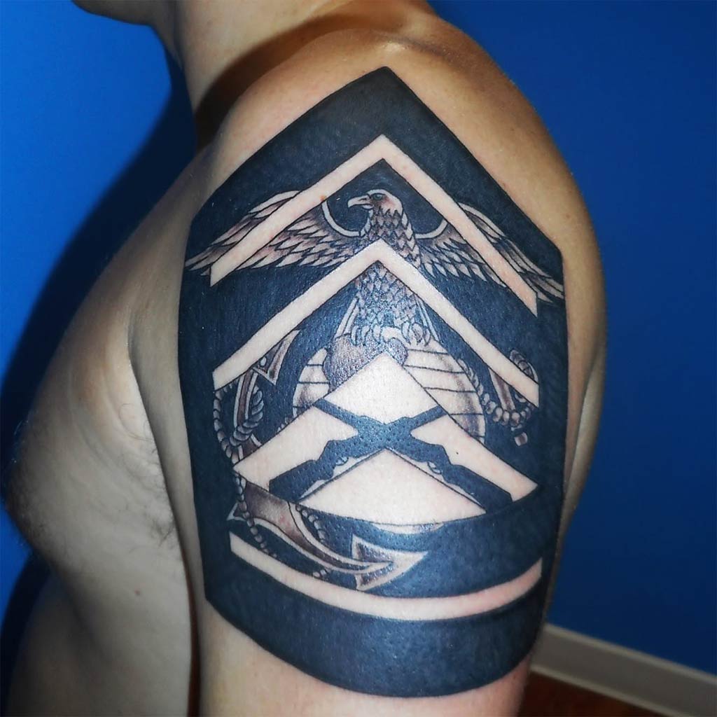 Marine Gunny Tattoo With EGA
