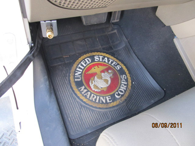 Jeep with Marine Corps and patriotic decorations
