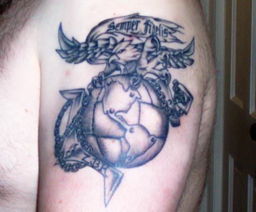 Steel Eagle, Globe, and Anchor Tattoo