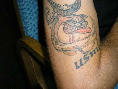 Eagle, Bulldog, and Anchor Tattoo