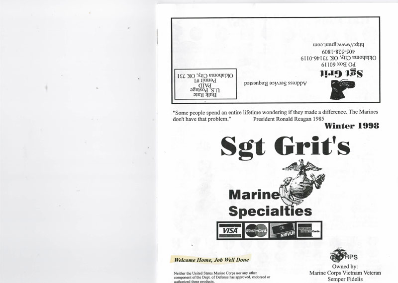 Retro Sgt Grit Catalog cover and inside