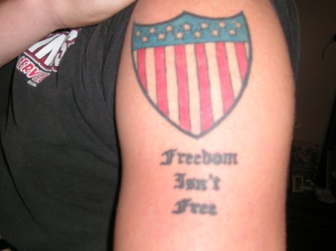 Freedom Isn’t Free Shield Tattoo