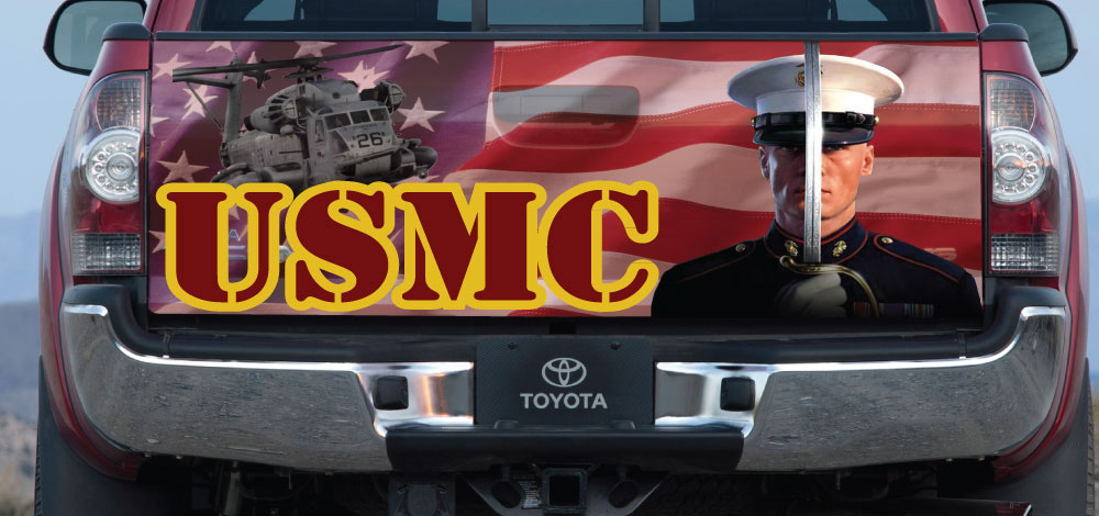 Marine Toyota Tacoma tailgate wrap