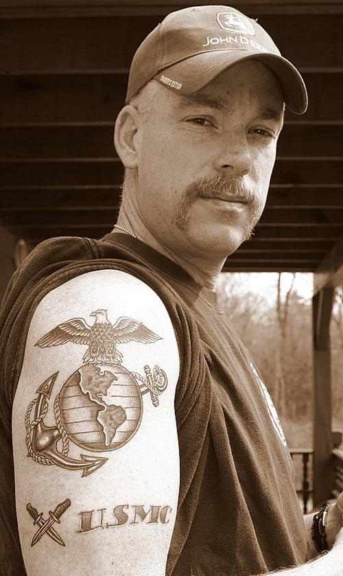 USMC Emblem and Crossed Bayonets Tattoo