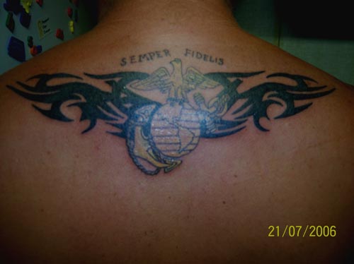 Tribal Eagle Globe Anchor Tattoo