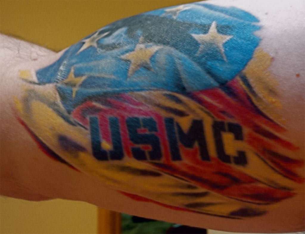 USMC Draped with Flag