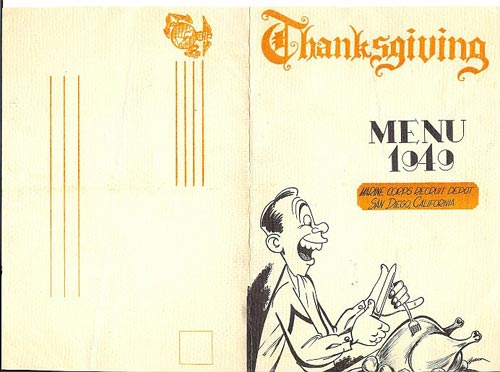 MCRD 1949 Thansgiving menu