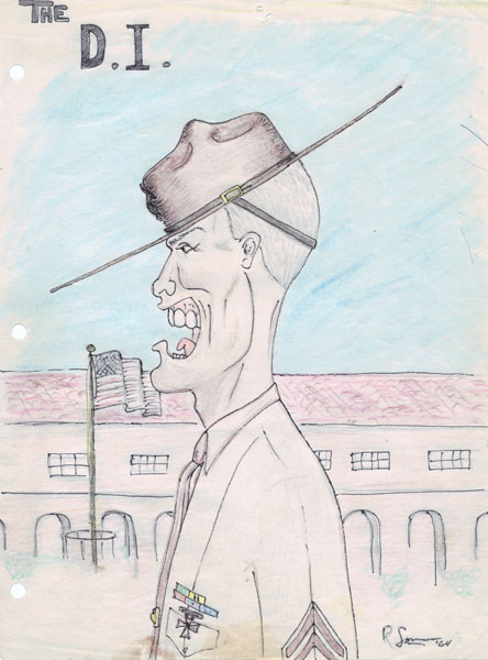 Drill Instructor Cpl Spelling Caricature by Bob Loon