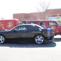 semper fi dodge challenger driver side with USMC recruiting humvee