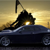 semper fi dodge challenger with iwo jima memorial