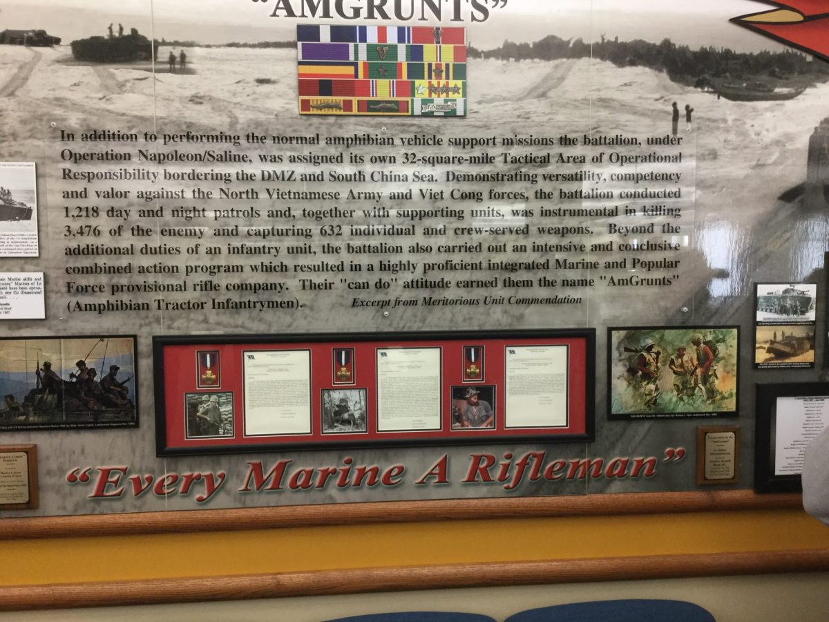 Joined the Marines in 1966. .My MOS was 1833 Amtrak. After Six months at Camp Lejeune I was off to Staging. Arrived at CUA VIET, Camp Kessler at the mouth of the Cus Viet River